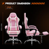 Video Game Desk Chair - Ergonomic Computer with Footrest and Comfy Lumbar Support, PU Leather Recliner with Headrest, Fixed Up Armrest,
