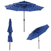 10FT 3-Tier Solar Patio Umbrella with 32 LED Lights, Outdoor Umbrellas with Push Button Tilt and Crank