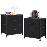 Fabric Dresser with 2 Drawers, Nightstands with Adjustable Feet, End Table for Bedroo, Set of 2
