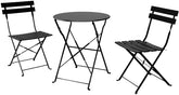Mydepot SR Steel Patio Bistro Set, Folding Outdoor Patio Furniture Sets, 3 Piece Patio Set of Foldable Patio Table and Chairs