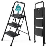 Household portable 3-layer step ladder, with safety buckle stable and safe