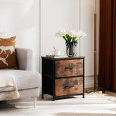 Fabric Dresser with 2 Drawers, Nightstands with Adjustable Feet, End Table for Bedroo, Set of 2