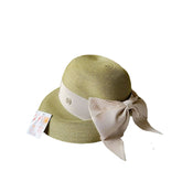 Avocado Green Straw French Elegant Bucket Hat