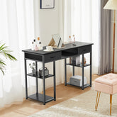 Computer Desk Small Home Office Bedroom Writing Study PC Table with Storage Space Fabric Side Bag Headphone Hook Metal Frame Adjustable