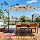 9.8FT Offset Patio Umbrella Hanging Cantilever Umbrella Outdoor Sun Shade with Easy Tilt Adjustment, 8 Ribs, UV Protection for Backyard, Lawn