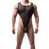 Men's Jumpsuit Slit Mesh Transparent Soft Underwear Simple