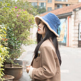 Denim Double Face Lamb Plush Fisherman Hat