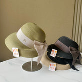Avocado Green Straw French Elegant Bucket Hat