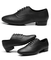 imitation leather Men Black Glitter Modern Soft Sole Latin Dance Shoes Low Heel Cheap