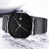 Simple Men's Watch Stainless Steel Mesh Band Watches Classic Quartz Date Wristwatch Casual Luxury Masculino Relogios