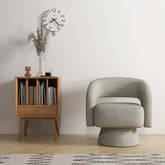 Modern Velvet Swivel Barrel Chair – 360° Rotating Accent Chair with Round Arms for Living Room
