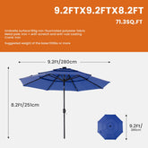 10FT 3-Tier Solar Patio Umbrella with 32 LED Lights, Outdoor Umbrellas with Push Button Tilt and Crank