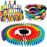 BigOtters Dominos Set for Kids,360 PCS Dominoes Wooden Building Blocks Stacking Educational Racing Toy Games, Party Favor for Boys and Girls, 12 Colors