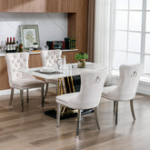 Modern, High-end Tufted Solid Wood Contemporary Velvet Upholstered Dining Chair with Chrome Stainless Steel Plating Legs,Nailhead Trim,Set of 2