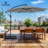 9.8FT Offset Patio Umbrella Hanging Cantilever Umbrella Outdoor Sun Shade with Easy Tilt Adjustment, 8 Ribs, UV Protection for Backyard, Lawn