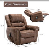 Leather Rivet Power Lift Recliner Chair with Massage and USB Port