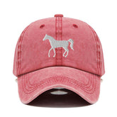 Vintage Cotton Horse Embroidery Baseball Cap