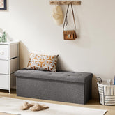 Storage Ottoman with Thicker Foam Padded Seat, Folding Foot Rest for Living Room End of Bed Bench