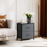 Fabric Dresser with 2 Drawers, Nightstands with Adjustable Feet, End Table for Bedroo, Set of 2