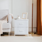 Fabric Dresser with 2 Drawers, Nightstands with Adjustable Feet, End Table for Bedroo, Set of 2