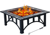 Patio Fire Pits for Outside 35'' Wood Burning Square Marble Tile Tabletop Fire Tables