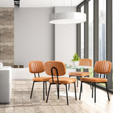 Dining Chairs , Upholstered Mid Century Modern Kitchen Dining Room Accent Chairs with Faux Leather Cushion Seat