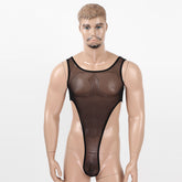 Men's Jumpsuit Slit Mesh Transparent Soft Underwear Simple