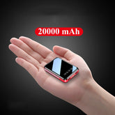 Mini Power Bank Portable(20000mAh ) Charger Mirror Screen LED Digital Display Powerbank External Battery Pack Power Bank Powerbank
