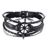 Retro Rotating Fish Bone Bead Bracelet Original Tribal Jewelry for Men Surfer Cuff Braslet Length Adjustable Bangle