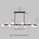 SANDYHA Modern Simple Bubble Ball Long Strip Chandeliers Minimalist Creative Hanging Lights Magic Bean Iron Art Restaurant Lamp