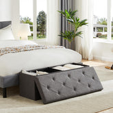 Storage Ottoman with Thicker Foam Padded Seat, Folding Foot Rest for Living Room End of Bed Bench