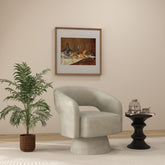 Modern Velvet Swivel Barrel Chair – 360° Rotating Accent Chair with Round Arms for Living Room