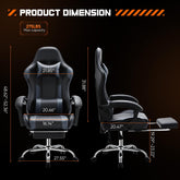 Video Game Desk Chair - Ergonomic Computer with Footrest and Comfy Lumbar Support, PU Leather Recliner with Headrest, Fixed Up Armrest,