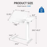 Adjustable Overbed Table with Wheels, Mobile Rolling Laptop Desk, Tilting Bedside Table for Laptop, Bed, Sofa, and Office Use, Black
