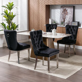 Modern, High-end Tufted Solid Wood Contemporary Velvet Upholstered Dining Chair with Chrome Stainless Steel Plating Legs,Nailhead Trim,Set of 2