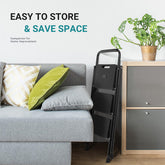 Household portable 3-layer step ladder, with safety buckle stable and safe