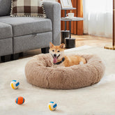Anti-Slip Round Fluffy Plush Faux Fur Cat Bed