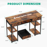 Computer Desk Small Home Office Bedroom Writing Study PC Table with Storage Space Fabric Side Bag Headphone Hook Metal Frame Adjustable