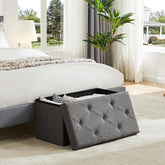 Storage Ottoman with Thicker Foam Padded Seat, Folding Foot Rest for Living Room End of Bed Bench