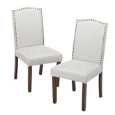 Living Room, Upholstered Leather Dining, Parsons Nailhead Trim and Wood Legs(2PCS)