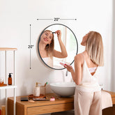 Black Round Wall Mirror 20 Inch, Bathroom Mirrors for Over Sink, Circle Mirror for Bathroom, Entryway, Bedroom, Vanity