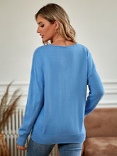 V-Neck Long Sleeve Ribbed Trim Sweater