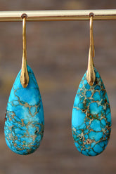Handmade Teardrop Shape Natural Stone Dangle Earrings