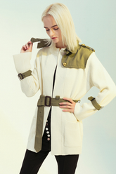 Double Take Round Neck Belted Knit Top
