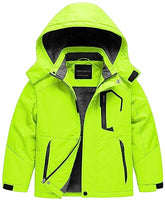 CREATMO US Boys Coat Ski Jacket Boy's Water Resistant Windproof Snow Warm Fleece Rain Outdoor Winter Coats Pure Green 4/5
