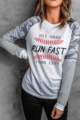 Camouflage Striped Raglan Sleeve T-Shirt
