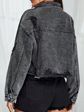 Collared Neck Dropped Shoulder Button-Down Denim Jacket