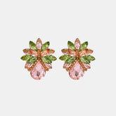 Flower Shape Glass Stone Stud Earrings