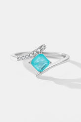 925 Sterling Silver Square Shape Tourmaline Ring