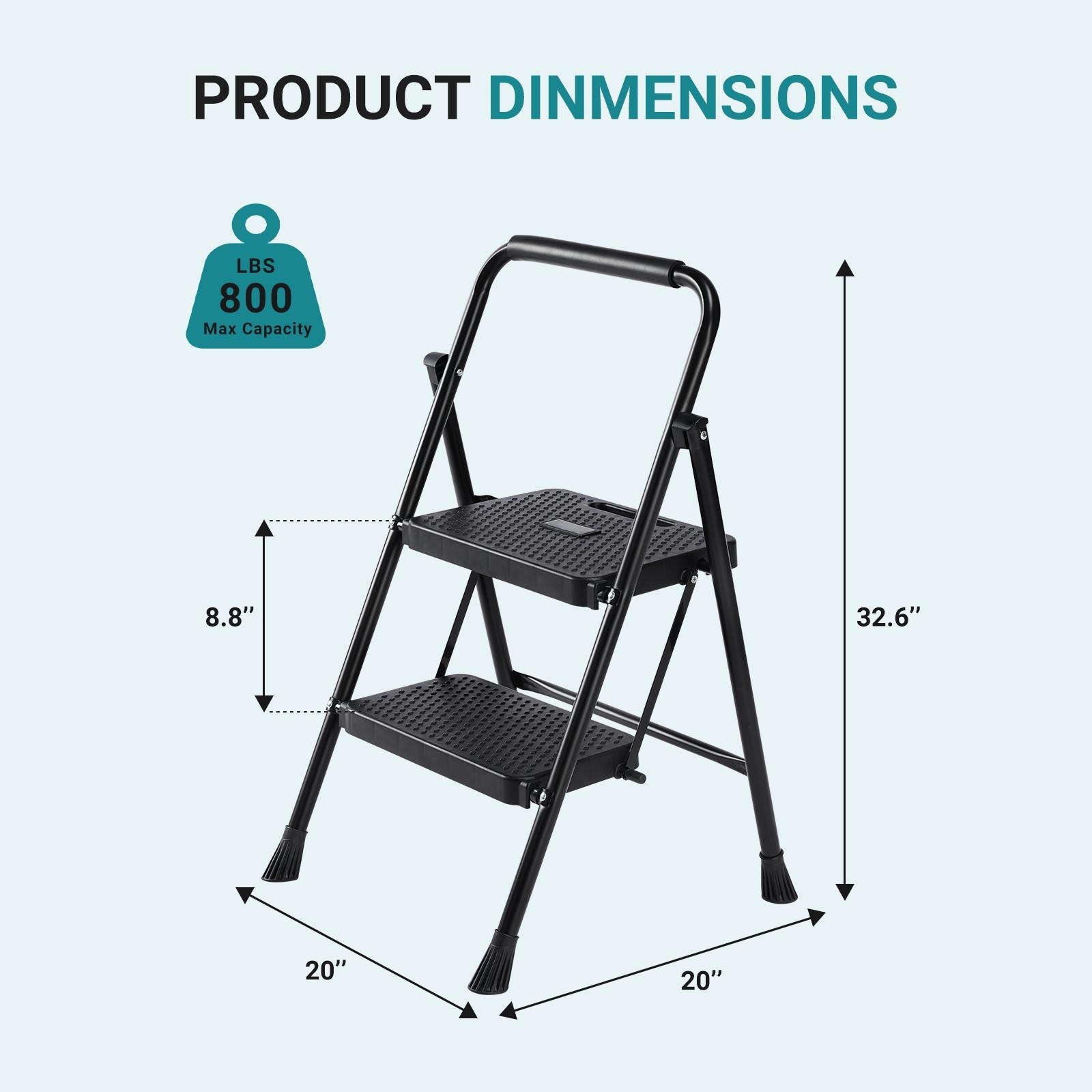 Household portable 3-layer step ladder, with safety buckle stable and safe